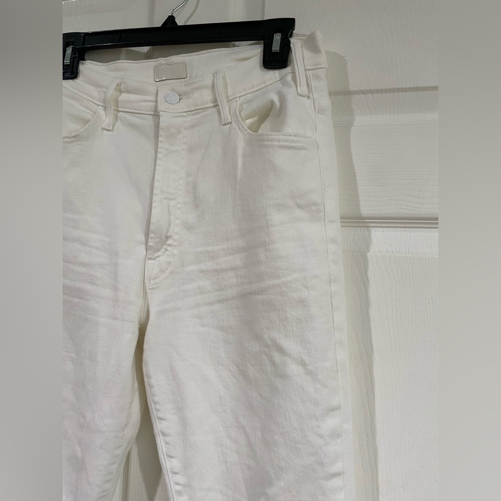 MOTHER The Hustler Ankle Fray In Fairest Of Them All White High Rise Jeans 30 - Picture 4 of 15
